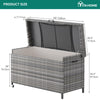 YITAHOME 200 Gallon Large Wicker Deck Box w/Storage Net, Rattan XL Outdoor Storage Box Patio Cushion Storage, Waterproof Storage Box for Patio Furniture, Garden Tools, Pool Sports Equipment (Grey)