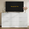 DWVO 6 Drawer Dressers, High Gloss White Dressers Drawers with Fluted Panel, Wide Versatile TV Stand Cabinet Table for Kitchen and Office, White