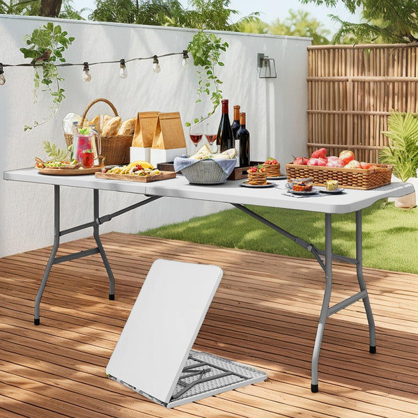 YITAHOME 6ft Folding Table, Heavy Duty Picnic Table w/1.5