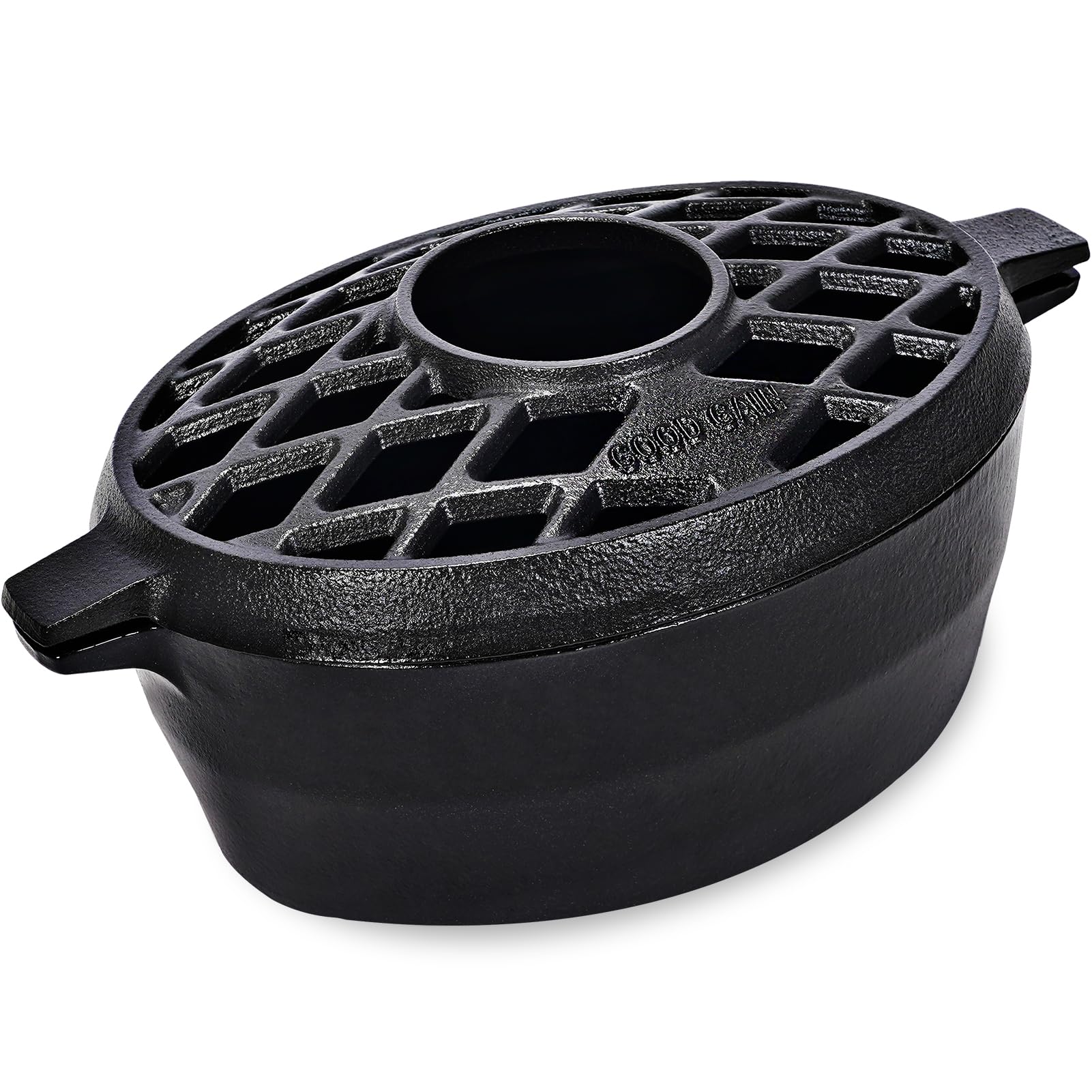 G Good Gain Wood Stove Steamer,Fireplace Humidifier,Cast Iron Humidifier for Stove, Matte Black Finish, Rust Resistant, Lattice Top, 2.5 Quart Capacity,Wood Burning Stove Indoor Decorative