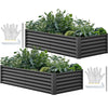 YITAHOME 6x3x1.5 2pcs Large Raised Garden Bed Kit, Galvanized Metal Planter Box with Gloves, Ground Nails, Support Rod, Outdoor Above Ground Planters for Plants Vegetables Flowers, Black
