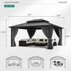 YITAHOME 10X12FT Hard Top Metal Gazebo Patios Double Roof Canopy Aluminum Frame Garden Gazebo Tent Curtains Netting for Patios Backyards Decks Lawns Gray