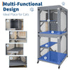 Outdoor Cat Enclosure On Wheels, 68'' Window Catio Kitty House with Weatherproof Roof, 4 Platforms, Resting Box and Scratch Post, Portable Cat Playpen Feral Cats Shelter Grey