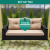 YITAHOME Wicker Hanging Porch Swing Chair 2-Seats Outdoor Black Rattan Patio Swing Lounge w/ 2 Back Cushions Capacity 530lbs for Garden, Balcony, Living Room, Beige