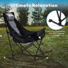 Swonder Oversized Rocking Camping Chair with Innovative 2-in-1 Removable Seat Cushion for All Seasons, Fully Padded Folding Outdoor Chair with Headrest and Carry Bag