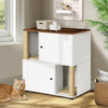 GarveeLife Cat Litter Box Enclosure for 2 Cats, Litter Box Enclosure with Double Room, Hidden Enclosed Cat Litter Box Furniture with Scratch Posts and Double-Layer Litter Mats White-A