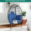 YITAHOME Accent Living Room Egg Chair, Wicker Oversized Basket Chair with 5 Thick Cushions, Comfy Recliner Lazy Chair for Indoor, Bedroom, Reading Room, Lounge (Blue)