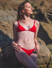 KUKU PANDA Cotton Thongs for Women Sexy Seamless Woman G String Panties 3 Pack Set (Red, Medium)