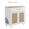 Hidden Cat Litter Box Furniture, 32'' Wood Litter Box Enclosure With Drawer and 2 Sisal Doors, Cat Kitty Litter Box Cabinet Side Cabinet With Storage White
