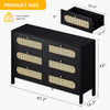 DWVO Buffet Cabinet Rattan - Storage with 6 Wood Storage Closet Dressers Chest - Coffee Bar with Drawer-Accent with Golden Handles for Living Room/Dining Room/Entryway-Black