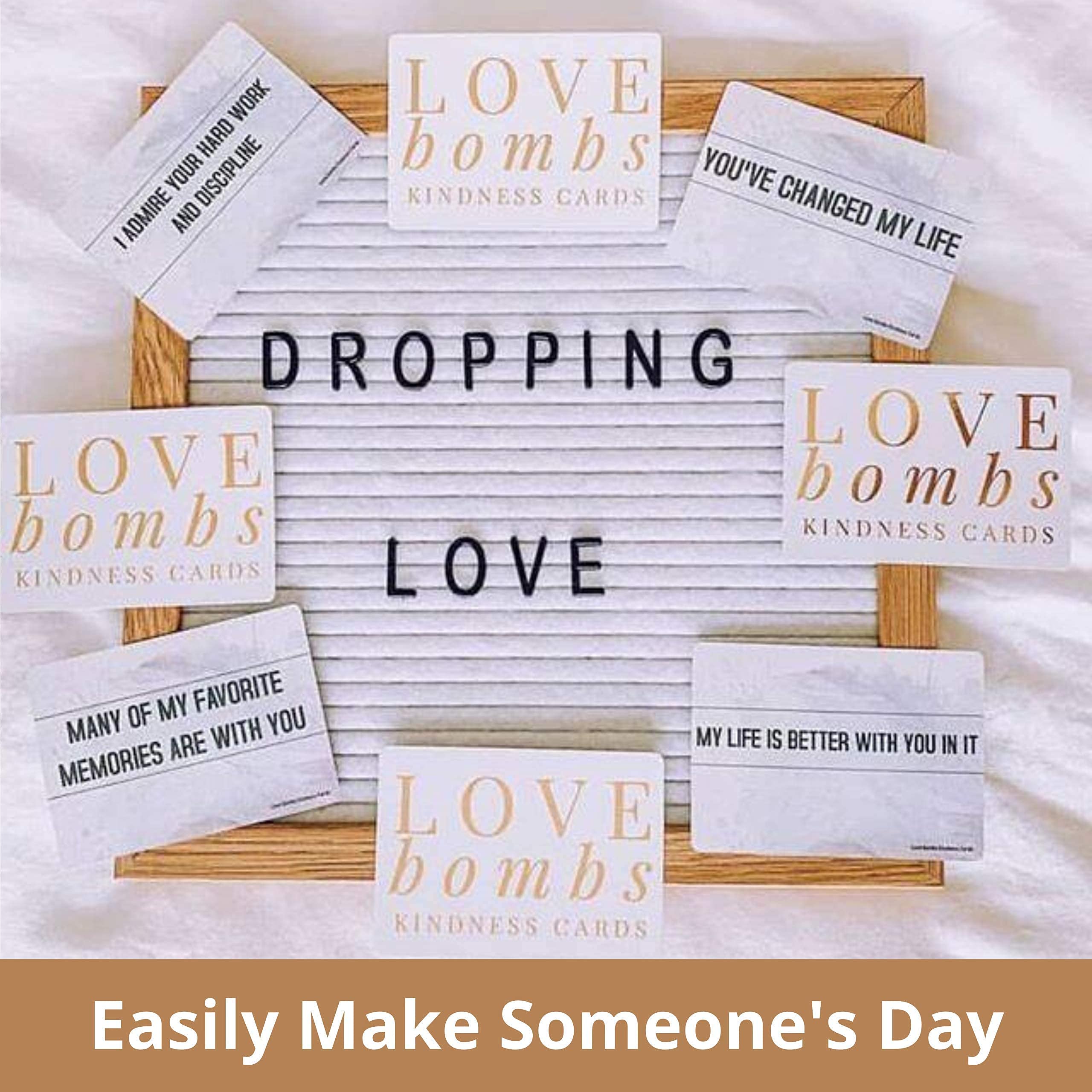 Better Me Love Bombs Kindness Cards – 111 Appreciation & Gratitude Cards, Love Notes for Him & Her, Just Because Gifts, Perfect for Valentine's Day (White & Gold)