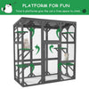 Wooden Window Catio Outdoor Cat Enclosure, Large Feral Cat Shelter for Mulitiple Cats, Walk in Cage with 6 Platforms, Outside Cats Patio Enclosure Weatherproof Roof Gray