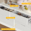 DWVO 6 Drawer Dressers, Chest of Drawers with Fluted Panel, Wide Versatile Storage Dresser Organizer for Living Room, Kitchen and Office, White