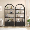 4 Tier Bookshelf, Arched Bookcase with Doors Storage, 71.5 Inches Tall Industrial Book Shelf with Sturdy Metal Frame and Quality Boards, Freestanding Display Shelving Bookshelf for Study,Black