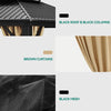 YITAHOME 10x12ft Gazebo Double Roof Hardtop with Nettings and Curtains, Heavy Duty Galvanized Steel Outdoor Vertical Stripes Roof for Patio, Backyard, Deck, Lawns, Brown