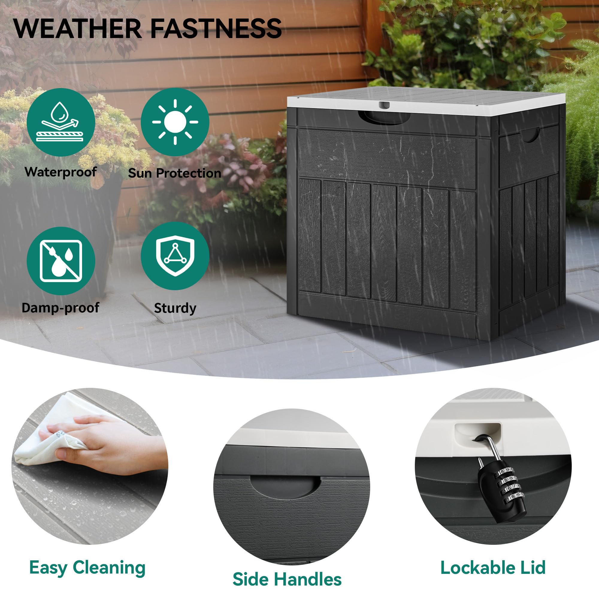 YITAHOME 30 Gallon Outdoor Storage Box, Water Resistant Resin Deck Box, Indoor Outdoor Lockable Storage Container for Patio, Garden, Cushions, Tools, Equipment