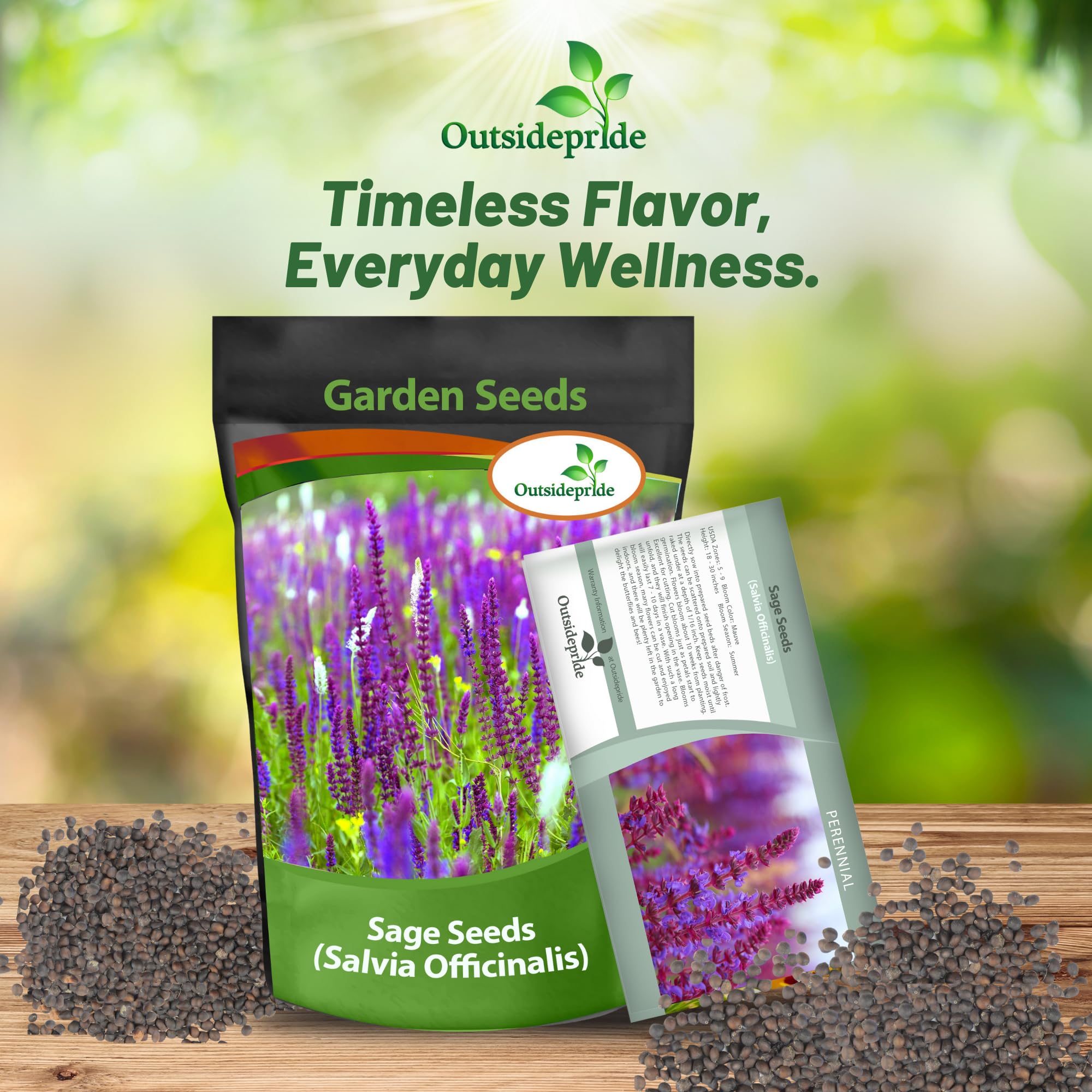 Outsidepride Sage Seeds - 1 lb. Perennial, Easy to Grow, Drought-Tolerant & Versatile Herb Seeds for Planting Aromatic & Vibrant Prickly Mauve Blooms, Great for Xeriscaping & Pollinator Gardens
