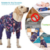 LovinPet Big Pitbull Dog PJS Wound Care/Post Surgery Dog Clothes,Anxiety Relief Onesies for Dogs,Lightweight Stretchy,Pet Pajamas for Dogs, Reflective Stripe,Fishtopia Seascape Navy Print /3XL