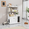 Large Litter Box Enclosure with Shelves, 52'' Hidden Cat Kitty Litter Furniture Corner Cats Bookshelf for Living Room, Bedroom, Cat Box Enclosure Cabinet with Scratch Pad White