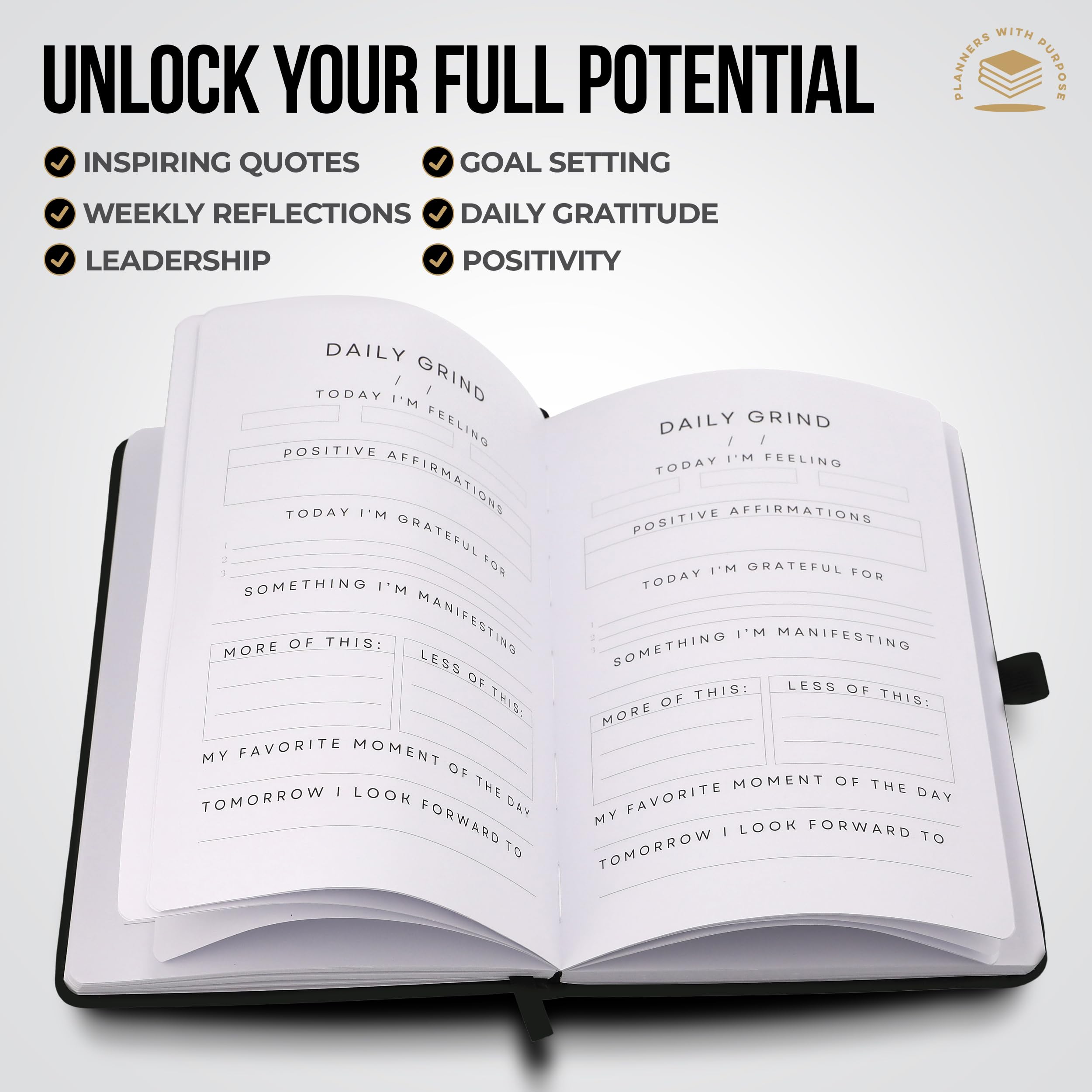 Planners with Purpose Gratitude Journal for Men – Daily Self Care Planner for Happiness, Positivity, Affirmation, Inspirational, Mental Health Wellness – 5 Minute Journal Guided with Prompts Notebook