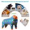 LovinPet Large Breed Dog Clothes Pajamas, Wound Care/Post Surgery Full Coverage Shirt, Dinosaur Land Blue Print, Lightweight Stretchy Knit Pullover Dog Onesie, Pet Pajamas for Dogs, Pet PJ's, 3XL