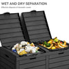 YITAHOME Outdoor Resin-Based Dual Compartment Trash Bins, 62 Gallon Capacity, Easy-to-Clean Hideaway Garbage Cans with Lid and Drip Tray (Black)