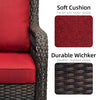 3-Piece Outdoor Wicker Rattan Swivel Rocking Chair Set with Armored Glass Side Table & Premium Cushions - 360° Swivel Patio Furniture for Backyard, Porch, Deck, Balcony, Garden, Rust