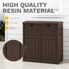 DWVO 76 Gallon Garbage Dual Can, Resin Outdoor Trash Can with Tiered Lid and Drip Tray, Waterproof Trash Bin for Patio, Kitchen, Backyard(Brown)
