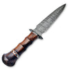 WARIVO KNIFE Handmade Damascus Steel Dagger Knife, 13 Inches Hunting knife Perfect Grip with Wood Handle, EDC Fixed Blade Knife With Leather Sheath for Camping, Tactical, Survival