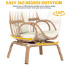 DWVO Swivel Egg Chair Outdoor, 370lbs Capacity Wicker Patio Rotating Basket Chair, All-Weather Small Egg Lounger Chair for Indoor Outside, Beige