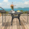 DWVO Outdoor Cast Aluminum Round Side Table, Patio Bistro Table with Adjustable Foot Pads for Backyard Garden Porch Balcony, Black