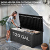 YITAHOME Outdoor Storage Box, 120 Gallon Waterproof Deck Box for Garden Tools, Patio Cushions, and Pool Accessories, Lockable, Easy Assembly, Versatile Bench or Table (Black)