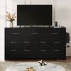 DWVO Large Buffet Sideboard Cabinet with 7 Drawers Power Outlets, Dressers Buffet Table Coffee Bar Wine Bar Storage Cabinet with Side Bags for Dining Room, Living Room (Black)