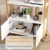 GarveeHome Arched Bookshelf, Bookcase with Doors Storage, 71.5 Inches Tall Industrial Book Shelf with Sturdy Metal Frame and Quality Boards, Freestanding Display Shelving (Gold)