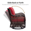 3-Piece Outdoor Wicker Patio Bistro Set w/ 2 360-Degree Swivel Rocking Chairs and Tempered Glass Top Side Table, 360° Swivel Patio Furniture for Backyard, Porch, Deck, Balcony, Garden, Red