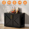 GarveeHome Cat Litter Box Enclosure, Hidden cat Litter Box Furniture with with 2 Doors and Pads, Wooden Kitty Litter Box Cabinet Furniture (Black, 1 Room)