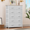 DWVO 10 Drawers Dresser, Fabric Dresser for Living Room, Tall Chest Organizer Unit for Living Room, Hallway