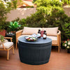 YITAHOME Outdoor Resin Storage Container, 33-Gallon Round Deck Organizer for Patio, Cushion, Pool Accessories, Lightweight & Weatherproof, Doubles as Table, Black
