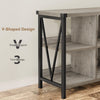 GarveeHome 8 Cube Storage Organizer Bookshelf, 3 Tier Metal Horizontal Bookcase, 62 Inch Console Bookshelf, Industrial Storage Bookcase for Entryway, Long Low Bookshelf for Living Room-Grey