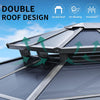 YITAHOME 10X12FT Hardtop Gazebo Outdoor Polycarbonate Patio Double Top Canopy Galvanized Iron Aluminum Column Garden Tent Curtains Netting for Backyards Decks Lawns,Gray