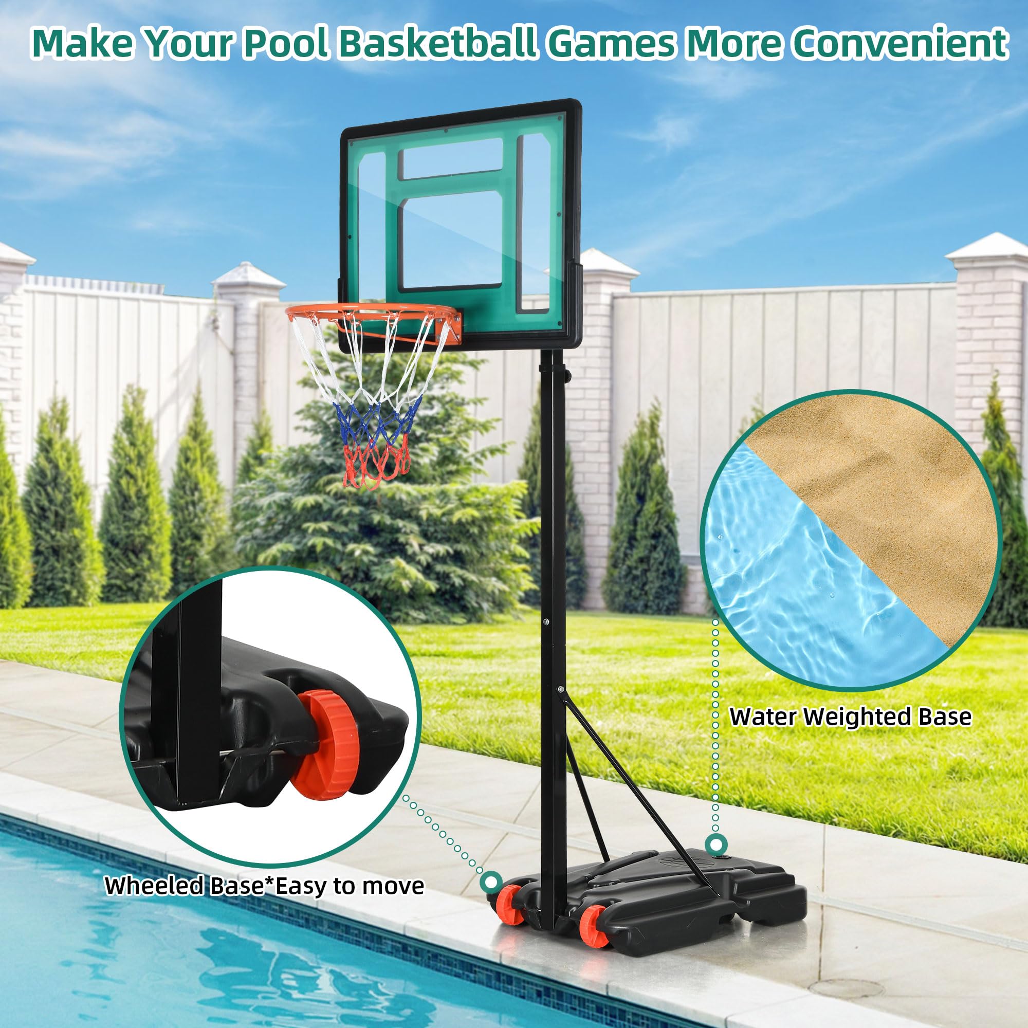 YITAHOME Basketball Hoop Outdoor, 4.4-8.5FT Adjustable Portable Basketball Hoop, Basketball Portable Goals with Weighted Bag for All Ages, Indoor Outdoor