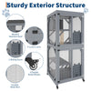 Outdoor Cat Enclosure On Wheels, 68'' Window Catio Kitty House with Weatherproof Roof, 4 Platforms, Resting Box and Scratch Post, Portable Cat Playpen Feral Cats Shelter Grey
