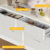 DWVO 6 Drawer Dressers, High Gloss White Dressers Drawers with Fluted Panel, Wide Versatile TV Stand Cabinet Table for Kitchen and Office, White