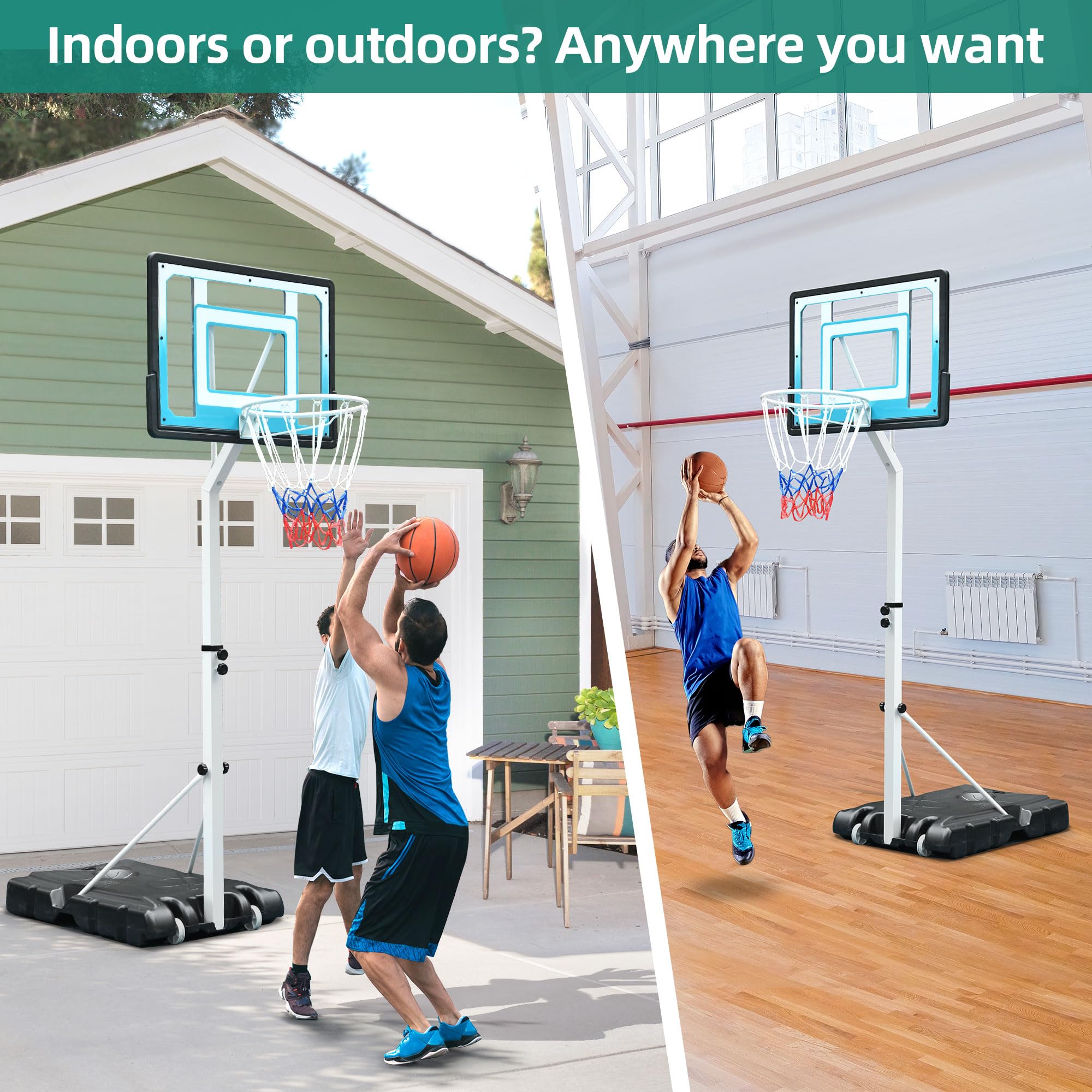 YITAHOME Basketball Hoop, 4.1-5.7ft Portable Basketball Hoop Outdoor, Easy Adjustable Pool Basketball Hoops & Goals for Indoor or Outdoor