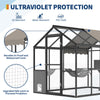 Aluminum Walk-In Large Outdoor Cat Enclosure, Large Outdoor Catio for Multiple Cats, Outside Cattery with Weatherproof Roof with Channels, Side Door, UV Proof Cover, Huge Condo, Platform