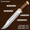 Handmade D2 Steel 18 Inches Large Bowie Knife, Full Tang Fixed Blade With Rosewood Handle and Brass Guard Hunting Knife with Leather Sheath Ideal for Camping, Hiking, Survival