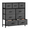 GOOBED Dresser with 9 Drawers - Fabric Storage Tower, Tall Chest Organizer Unit for Living Room, Entryway with Sturdy Steel Frame, Wooden Top, Cool Black Grey