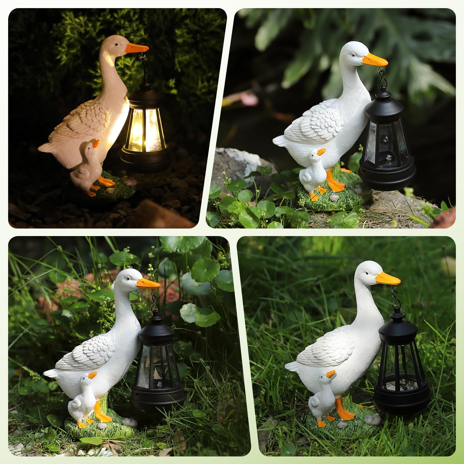 Solar Light Duck Statues, Porch Goose Statue for Front Yard Decor - Outdoor Lawn Ornaments, Garden Ducks and Goose Decorations, Perfect Yard Goose Decor and Duck Decoy for Garden Animals Theme