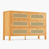 DWVO Buffet Cabinet Rattan - Storage Cabinet with 6 Wood Storage Closet Dressers Chest - Coffee Bar Cabinet with Drawer-Accent Cabinet with Golden Handles for Living Room/Dining Room/Entryway-Natural