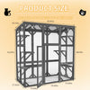 60'' Catio Outdoor Cat Enclosure Large Cat House for Mulitiple Cats Walk in Kitty Cage with Waterproof Roof, 6 Jumping Platform, Wooden Walk-in Cats Shelter, Grey
